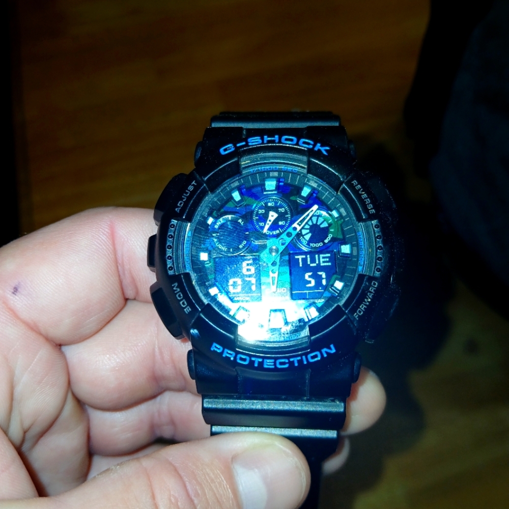 G-Shock Dual-Tone Army Fatigue Digital Watch Blue And Blsck